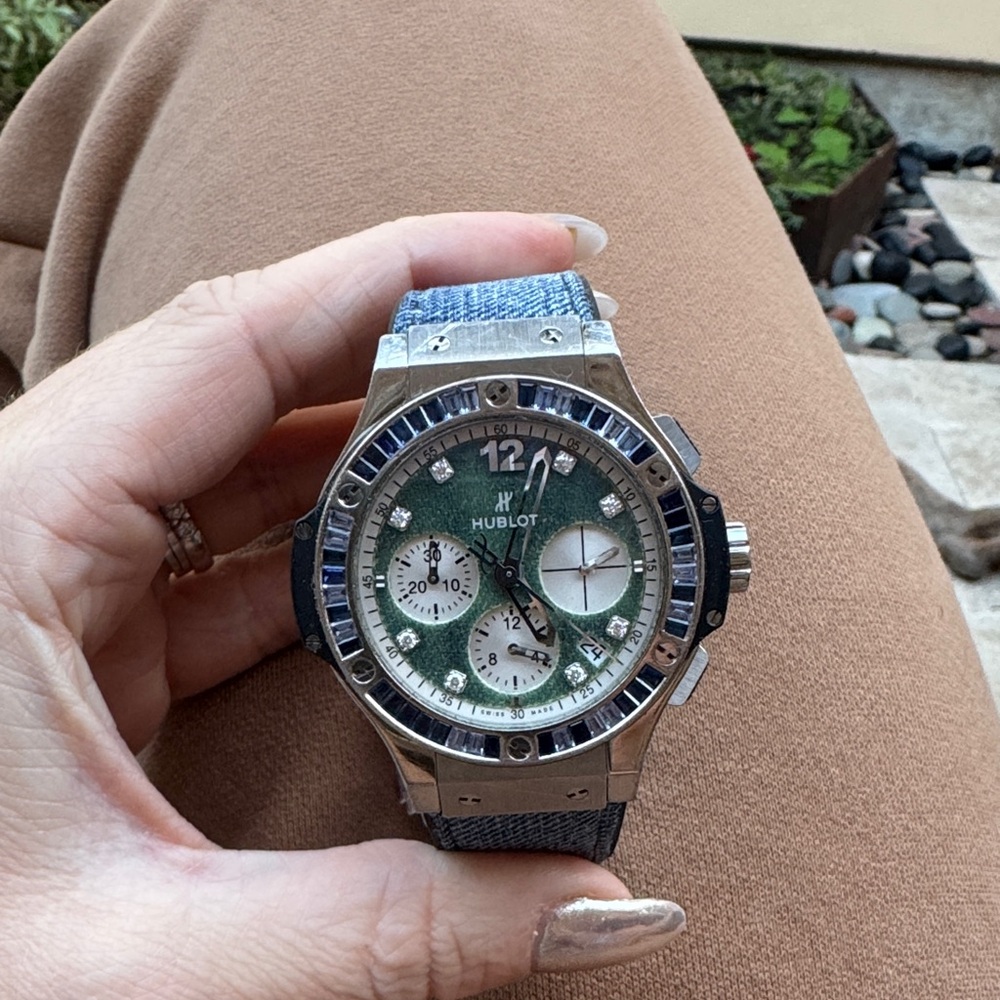 Hublot Big Bang “Jeans” 41mm diamond dial and blue sapphire Bezel